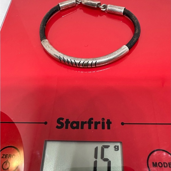 Vintage Taxco Sterling Silver & leather Bracelet - Picture 12 of 12